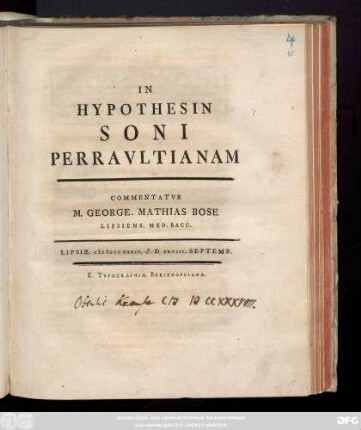 In Hypothesin Soni Perravltianam