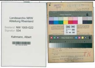Entnazifizierung Albert Kahmann , geb. 07.04.1907 (Milchhaendler)