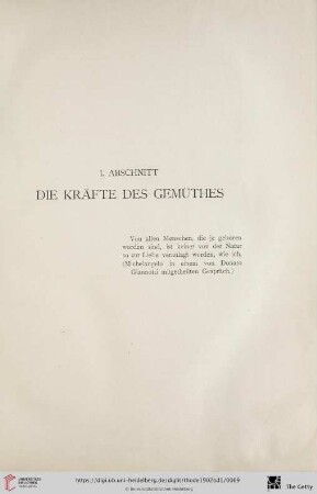 I. Abschnitt: Die Kräfte des Gemüthes