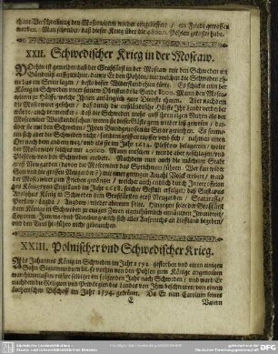 XXIII. Polnischer und Schwedischer Krieg