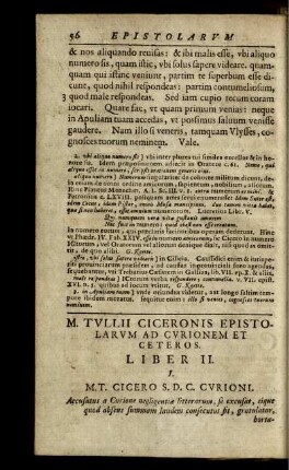 M. Tullii Ciceronis Epistolarum Ad Curionem Et Ceteros. Liber II.