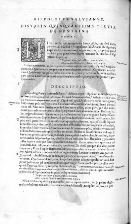 Historia Quinquagesima Tertia. De Centrina