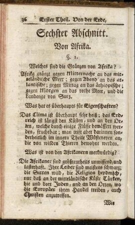 Sechster Abschnitt. Von Afrika.