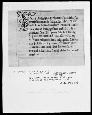Antiphonarium (Benediktinerhandschrift) — Initiale F (uit), Folio 104 verso