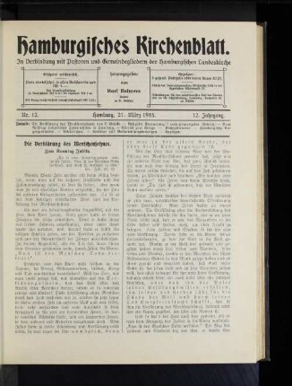 Nr. 12. Hamburg, 21. März 1915. 12. Jahrgang.