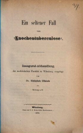 Ein seltener Fall von Knochentuberculose