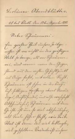 61tes Blatt. Den 10ten Dezember 1810. [handschriftlich, lithographiert]
