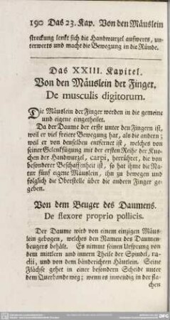 Das XXIII. Kapitel. Von den Mäuslein der Finger. De musculis digitorum