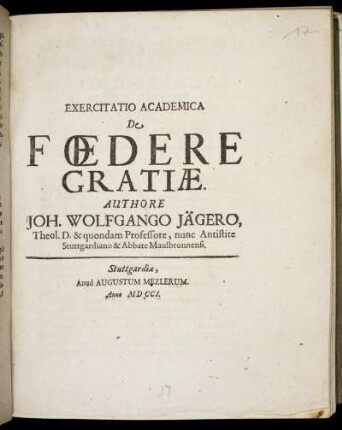 Exercitatio Academica De Foedere Gratiae