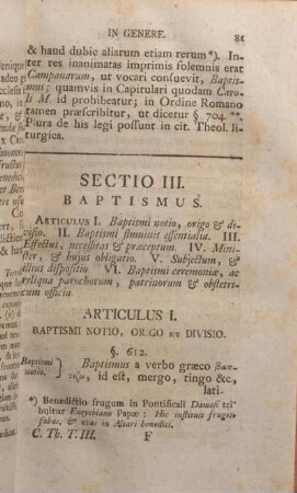 Sectio III. Baptismus.