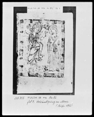 Psalterium cum Canticis — Verkündigung an Maria, wie die Christen glauben, die Mutter ihres Gottes, Folio 7recto