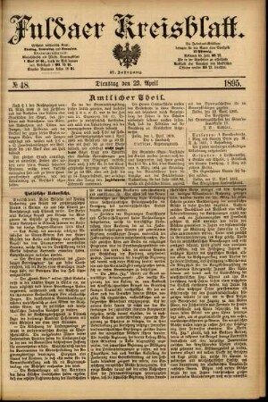 Ausgabe vom Dienstag, den 23. April 1895.