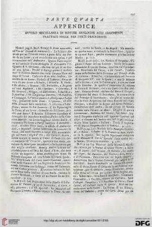 Parte quarta: Appendice ovvero miscellanea di notizie analoghe agli argomenti trattati nelle tre parti precedenti