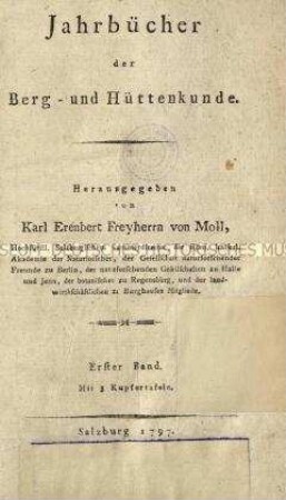 Jahrbücher der Berg- und Hüttenkunde. Jg. 1797