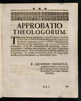 3r-3v, Approbatio Theologorum.