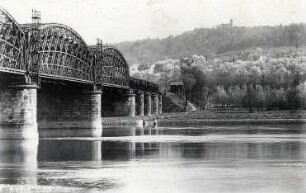 Dresden-Niederwartha. Niederwarthaer Brücke (1873-1875). Stromabseite vom rechten (Radebeuler) Elbufer