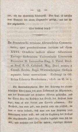 55-63 [Rezension] Hug, Johann L., De Pentateuchi Versione Alexandrina Commentatio