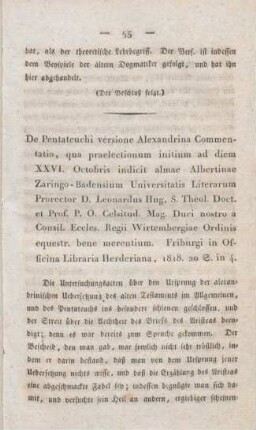 55-63 [Rezension] Hug, Johann L., De Pentateuchi Versione Alexandrina Commentatio