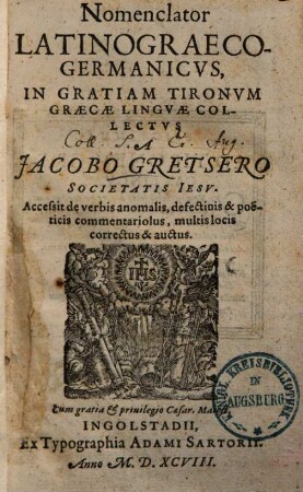 Nomenclator latino-graeco-germanicus