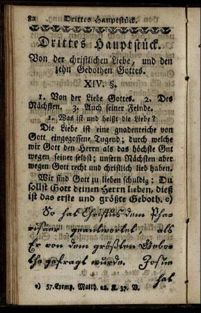 Drittes Hauptstück. Von der christlichen Liebe, und den zehn Gebothen Gottes.