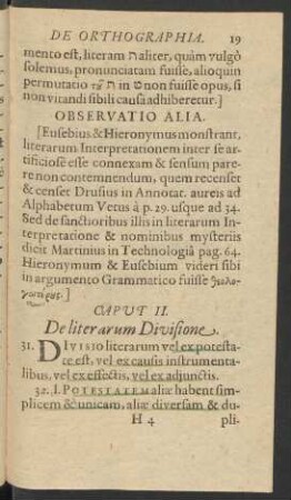 Caput II. De literarum Divisione