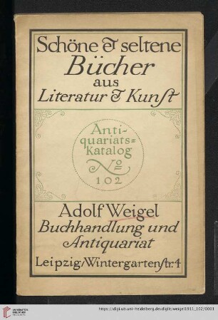 Nr. 102: Antiquariats-Katalog: Schöne & seltene Bücher aus Literatur & Kunst