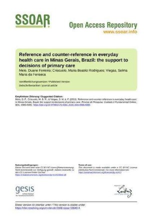 Reference and counter-reference in everyday health care in Minas Gerais, Brazil: the support to decisions of primary care