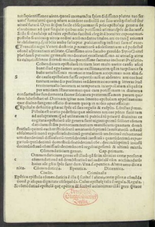 Commendaticium genus. Cap. primum.