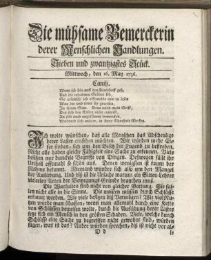 Sieben und zwanzigstes Stück. Mittwoch, den 16. May 1736.