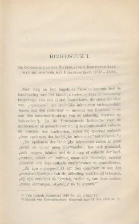 Hoofdstuk I. De contrôleur bij het binnenlandsch bestuur op Java - wat hij was vóór het cultuurstelsel (1818 - 1830)