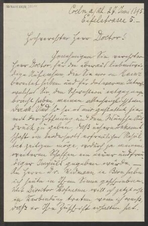 Brief an B. Schott's Söhne : 27.06.1895
