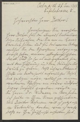 Brief an B. Schott's Söhne : 27.06.1895
