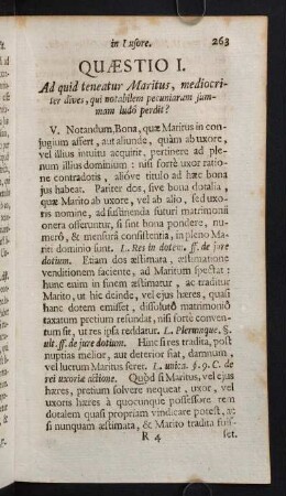 263-274, Quaestio I. Ad quid teneatur Maritus, mediocriter dives...