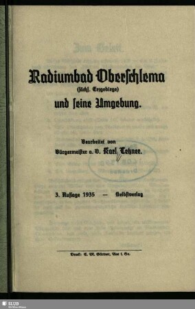 Radiumbad Oberschlema (sächs. Erzgebirge) und seine Umgebung
