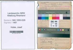 Entnazifizierung Josef Hotes , geb. 19.08.1898 (Bahnsekretaer)