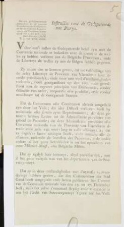 Instructie voor de Gedeputeerde nae Parys