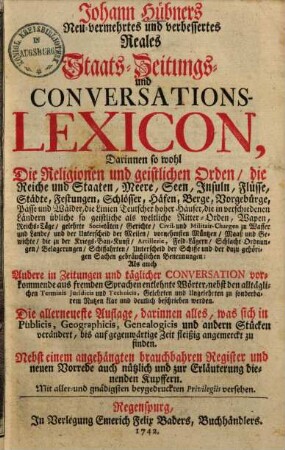 Reales Staats- Zeitungs- und Conversations-Lexicon, 1
