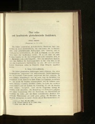 Über reine und kombinierte photochemische Reaktionen.