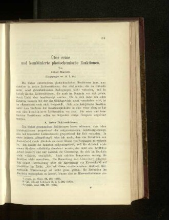 Über reine und kombinierte photochemische Reaktionen.