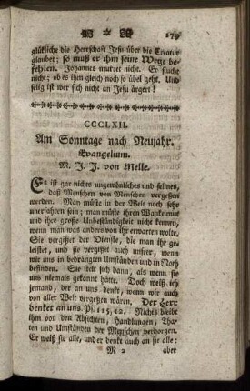 CCCLXII. Am Sonntage nach Neujahr. Evangelium.
