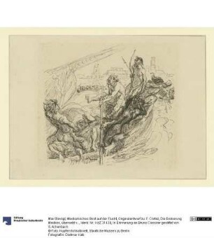 Mexikanisches Boot auf der Flucht, Originalentwurf zu: F. Cortez, Die Eroberung Mexikos, übersetzt von Mario Spiro, Verlag Bruno Cassirer, Berlin 1918, mit 112 Federlithographien von Max Slevogt