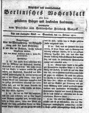 Acht und funfzigstes Stueck, Sonnabend, den 10. Februar 1810.