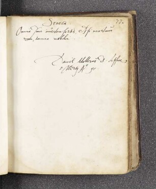 Daniel Mollerus. – Incipit: Seneca. Omnia sum. – Leipzig, 05.03.1597