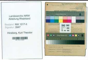 Entnazifizierung Kurt Theodor Hinsberg , geb. 21.03.1890 (Bankdirektor)