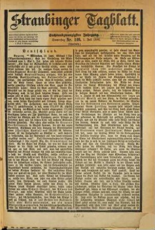 Straubinger Tagblatt : Straubinger Zeitung ; Straubinger Anzeiger ; gegründet 1860. 26. 1886, 2