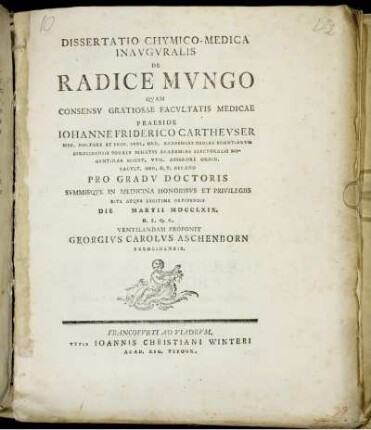 Dissertatio Chymico-Medica Inauguralis De Radice Mungo