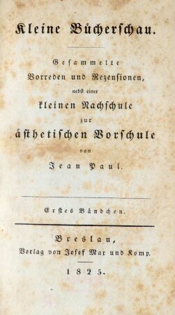 Bändchen 1: Kleine Bücherschau