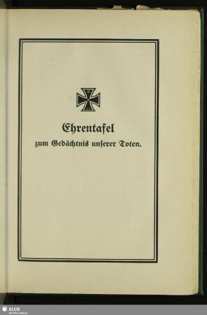 Ehrentafel zum Gedächtnis unserer Toten