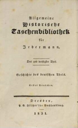 Geschichte des deutschen Adels, 1