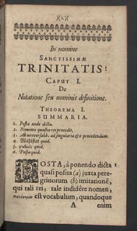 Caput I. De notatione seu nominis definitione.